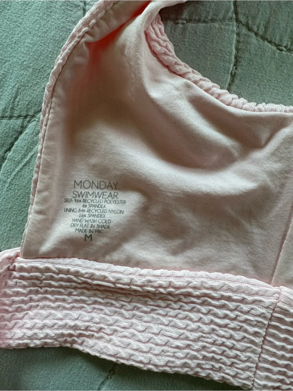 Monday Swimwear Soft Pink Textured Wrap Bikini Top